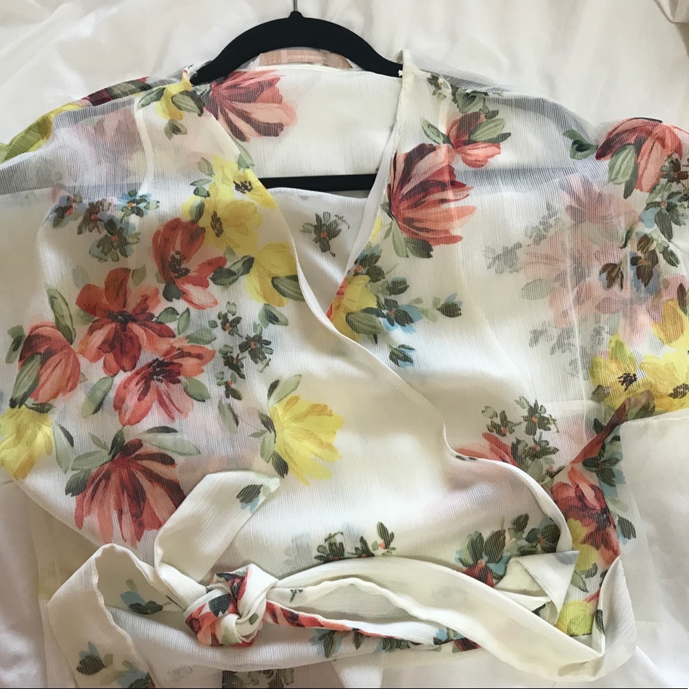 Summer Floral Wrap Around Waist Top